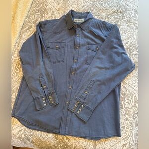 Bit & Bridle Blue Casual Button Down Western Men's Shirt Pearl Snap